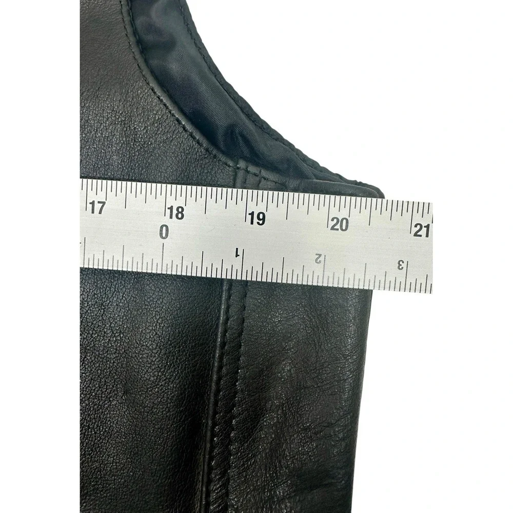 HOT LEATHER‎ VEST  SIZE LARGE   VERY BLACK 100%  leather outer shell